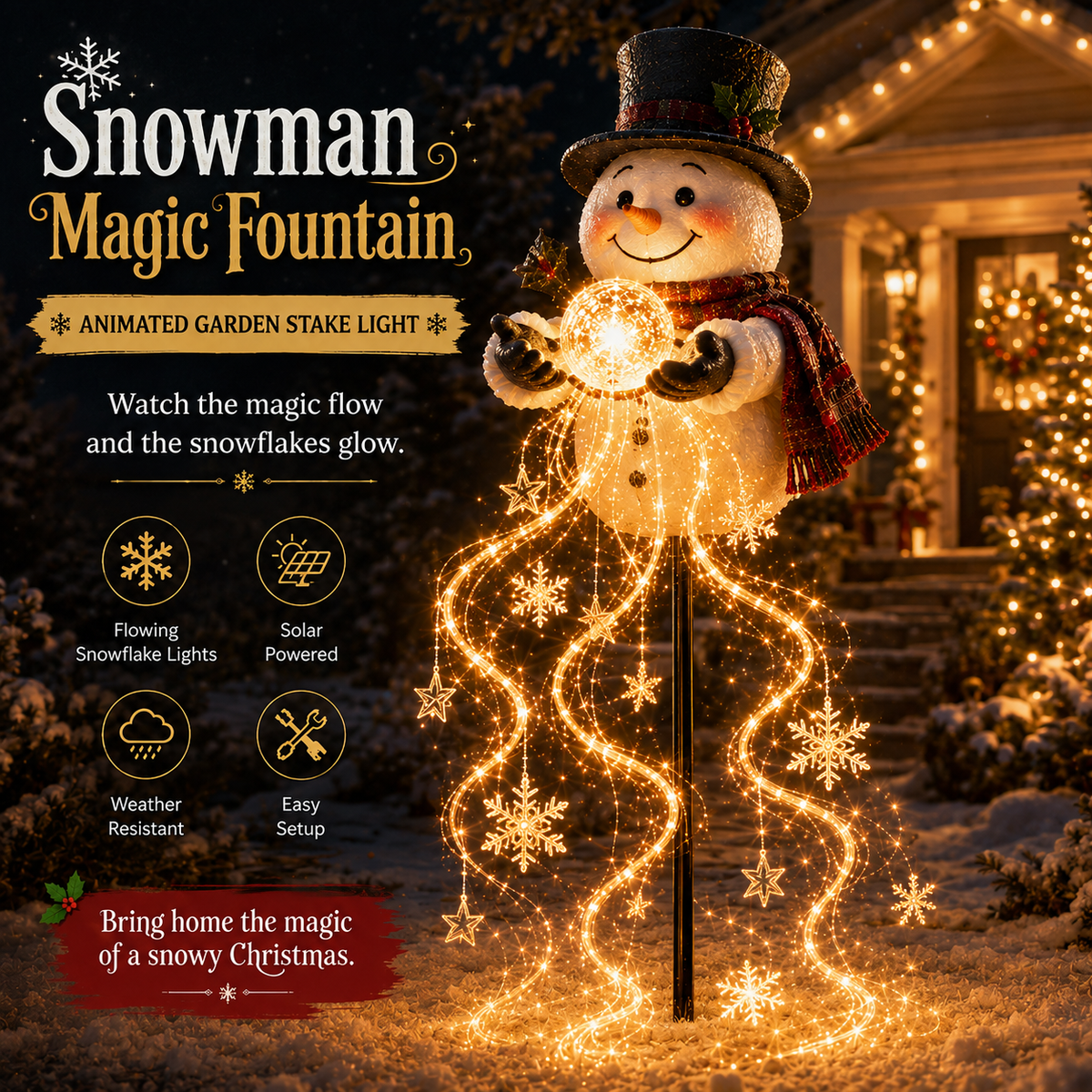 🎄49% OFF🎄 Snowman Magic Xylvok™-Flowing Snowflake LED Christmas Garden Light❄️