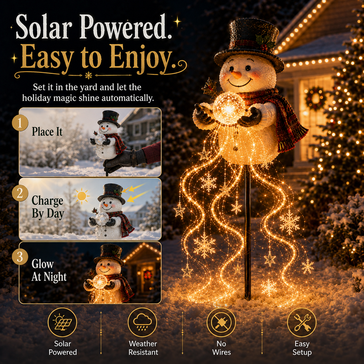 🎄49% OFF🎄 Snowman Magic Xylvok™-Flowing Snowflake LED Christmas Garden Light❄️