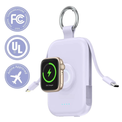 🔥10000mAh Portable Charger Power Bank with Built-in Cables Travel Keychain Battery Pack