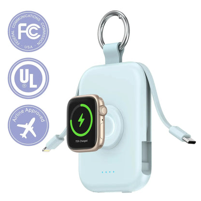 🔥10000mAh Portable Charger Power Bank with Built-in Cables Travel Keychain Battery Pack