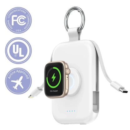 🔥10000mAh Portable Charger Power Bank with Built-in Cables Travel Keychain Battery Pack