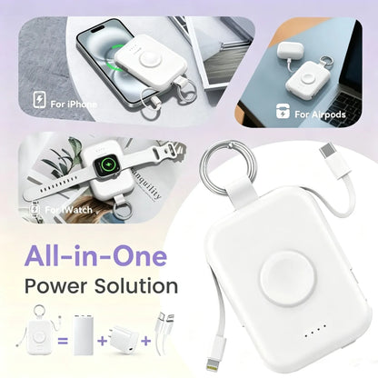 🔥10000mAh Portable Charger Power Bank with Built-in Cables Travel Keychain Battery Pack
