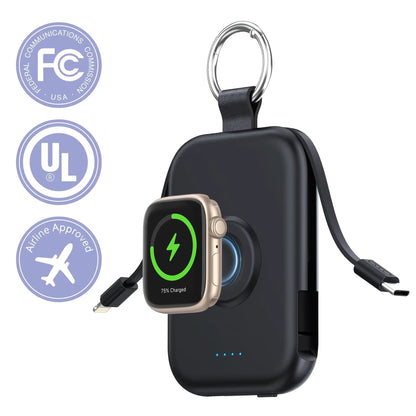 🔥10000mAh Portable Charger Power Bank with Built-in Cables Travel Keychain Battery Pack