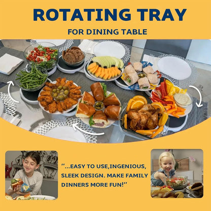 Dining Table Rotating Food Tray, Foldable Space Saving Dish for Outdoor Family Picnic