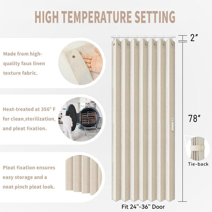 Room Partition Divider Curtains, Pleated Folding Door Curtain for Doorways