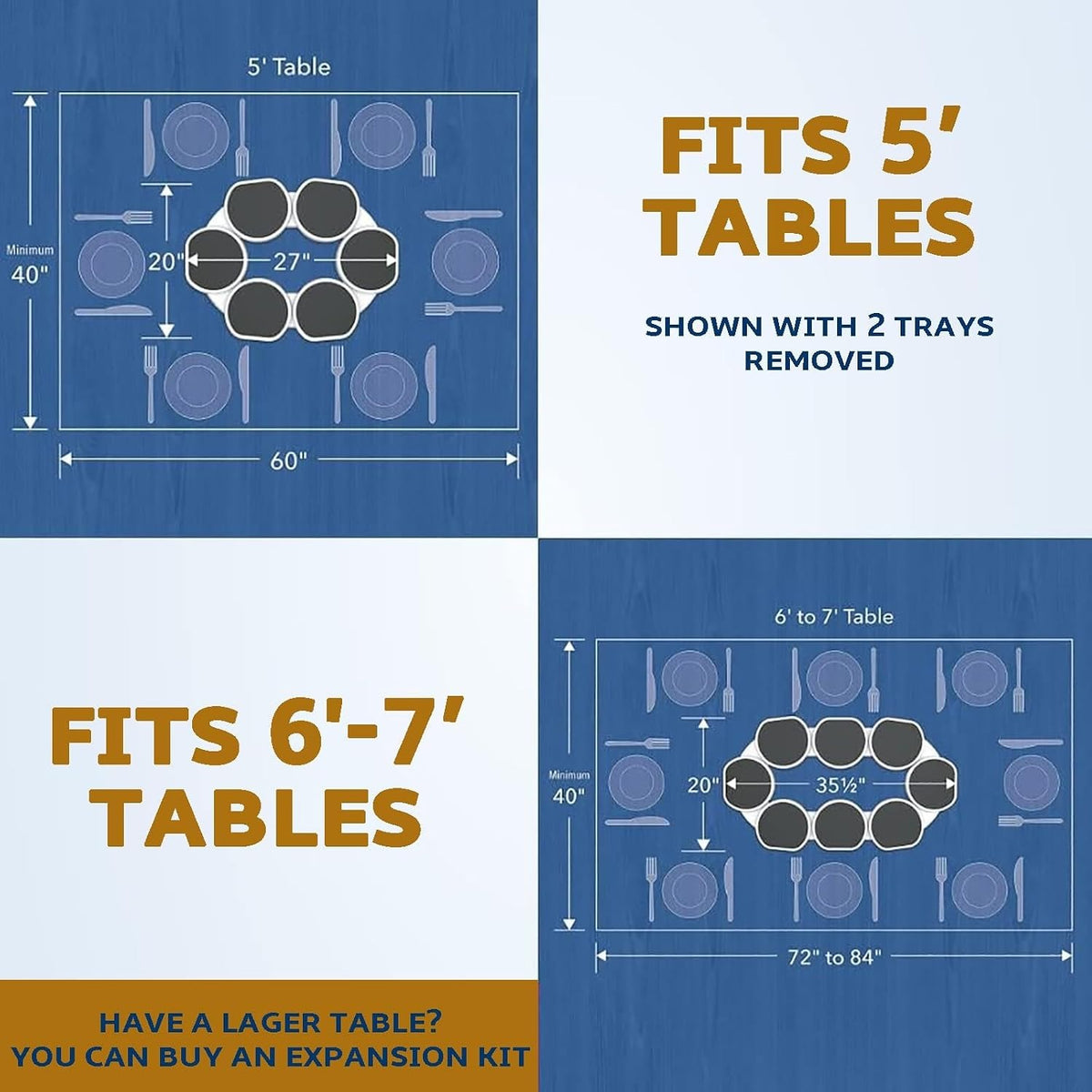 Dining Table Rotating Food Tray, Foldable Space Saving Dish for Outdoor Family Picnic