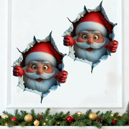 🎅Festive Decor 2-Piece Santa Face Vinyl Stickers