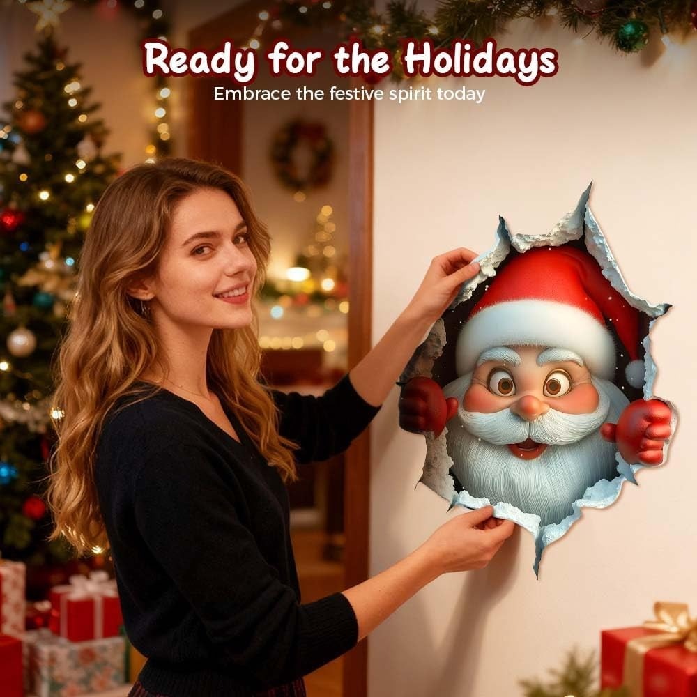 🎅Festive Decor 2-Piece Santa Face Vinyl Stickers
