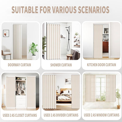 Room Partition Divider Curtains, Pleated Folding Door Curtain for Doorways