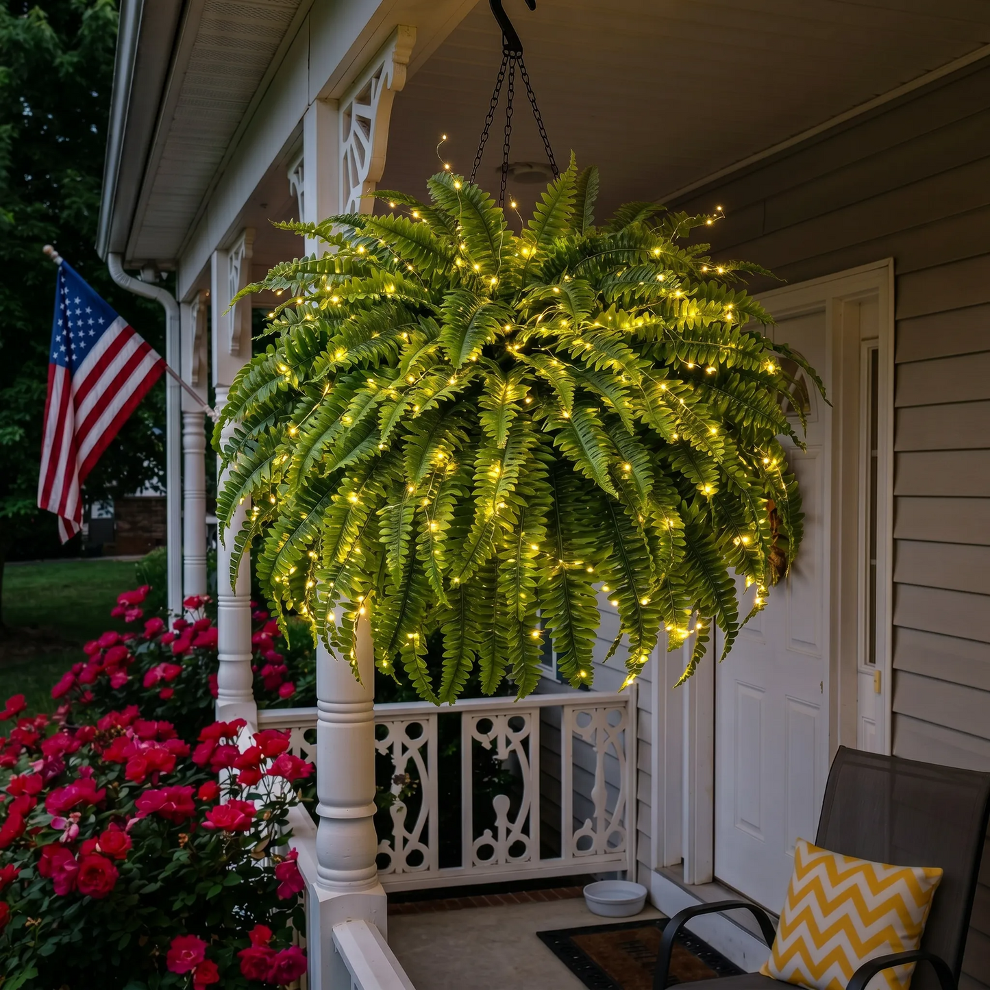 💛Glowing Boston Ferns with Lights – 🌿 Zero Watering, Zero Maintenance