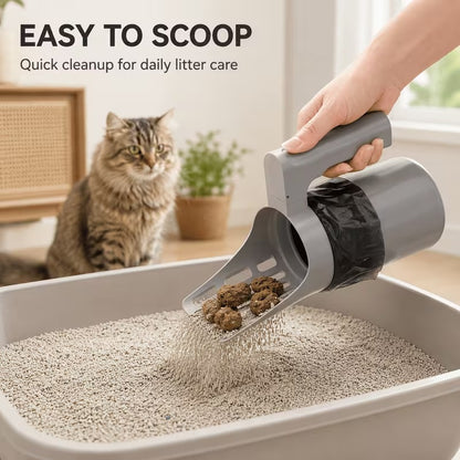 Large-Capacity Cat Litter Scoop with Integrated Trash Can