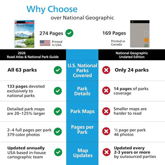 Road Atlas & National Park Guide 2026: United States, Canada, Mexico
