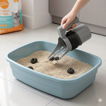 Large-Capacity Cat Litter Scoop with Integrated Trash Can
