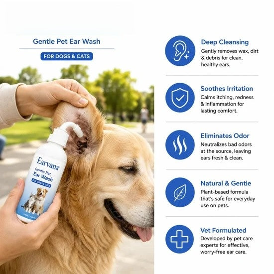 Gentle Pet Ear Wash | Odor-Free Cleaning for Dogs & Cats🌿