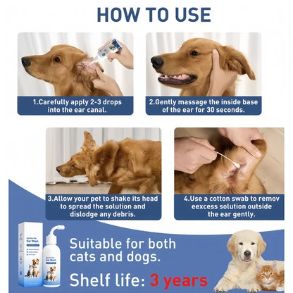 Gentle Pet Ear Wash | Odor-Free Cleaning for Dogs & Cats🌿
