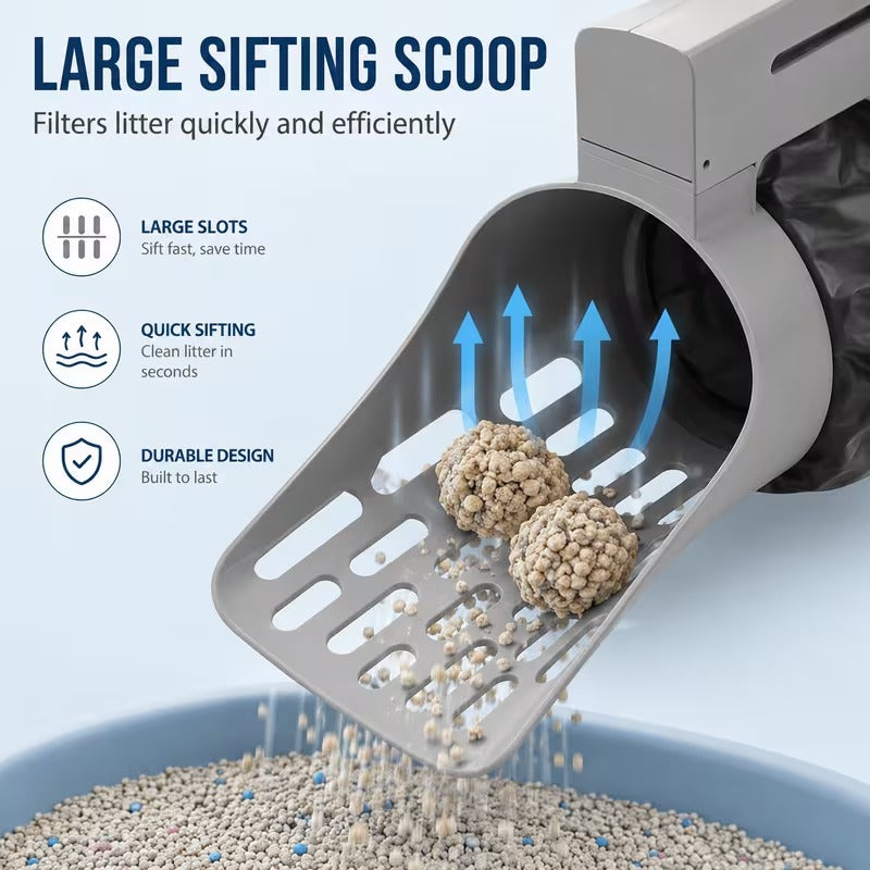 Large-Capacity Cat Litter Scoop with Integrated Trash Can