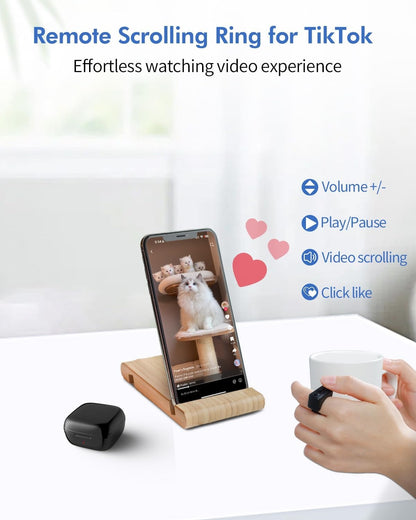 Wireless TikTok Scrolling Ring - Bluetooth Smartphone Remote Control with Chip