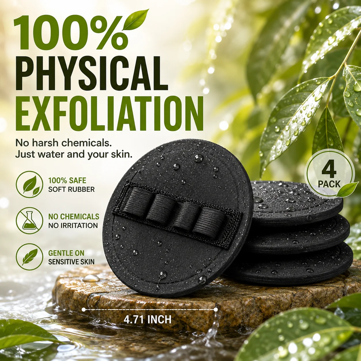 🧽 4-PackSoft🧽 Rubber Shower Scrubber for Gentle Exfoliation & Deep Cleansing