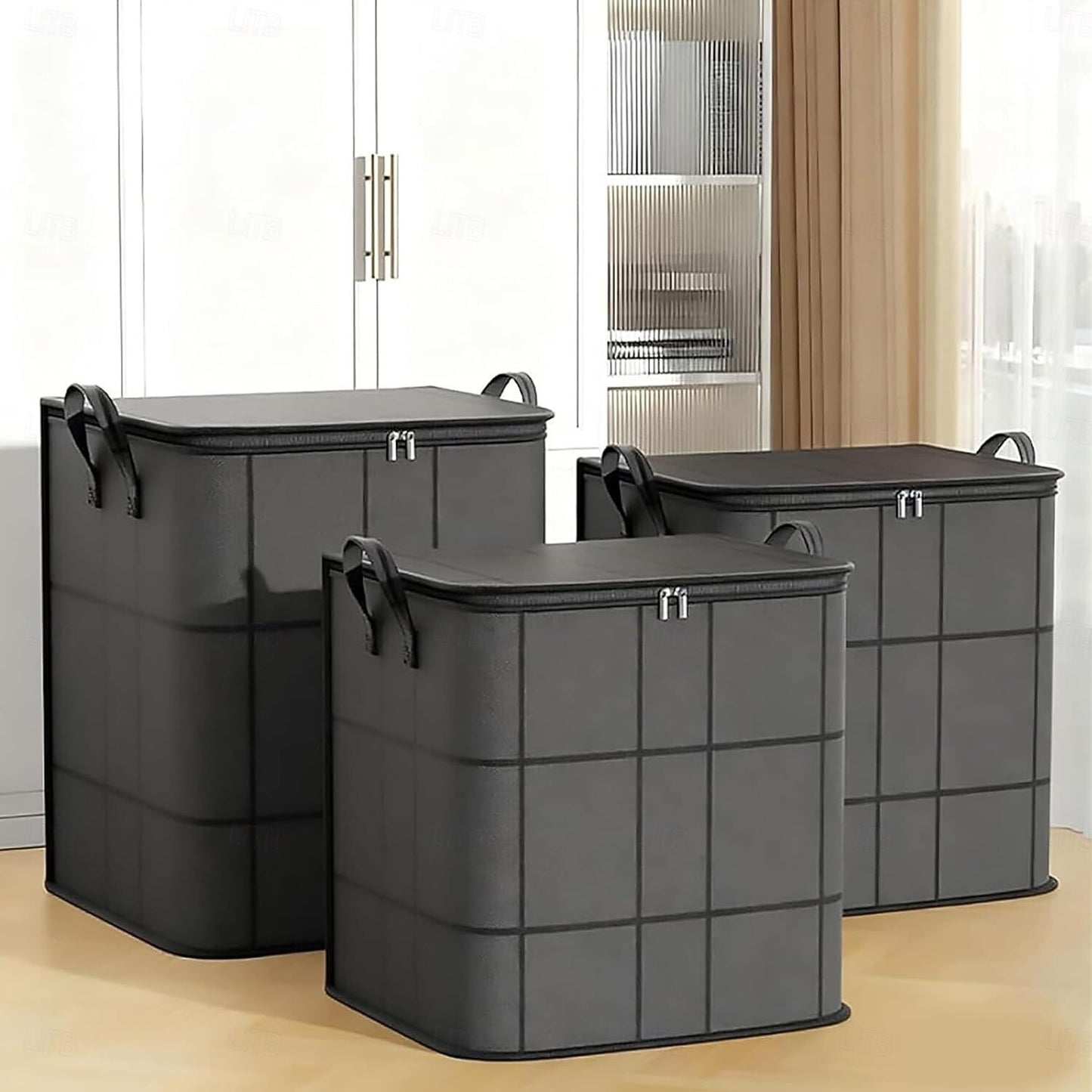 Large Foldable Clothes Storage Bag with Handle and Double Zipper