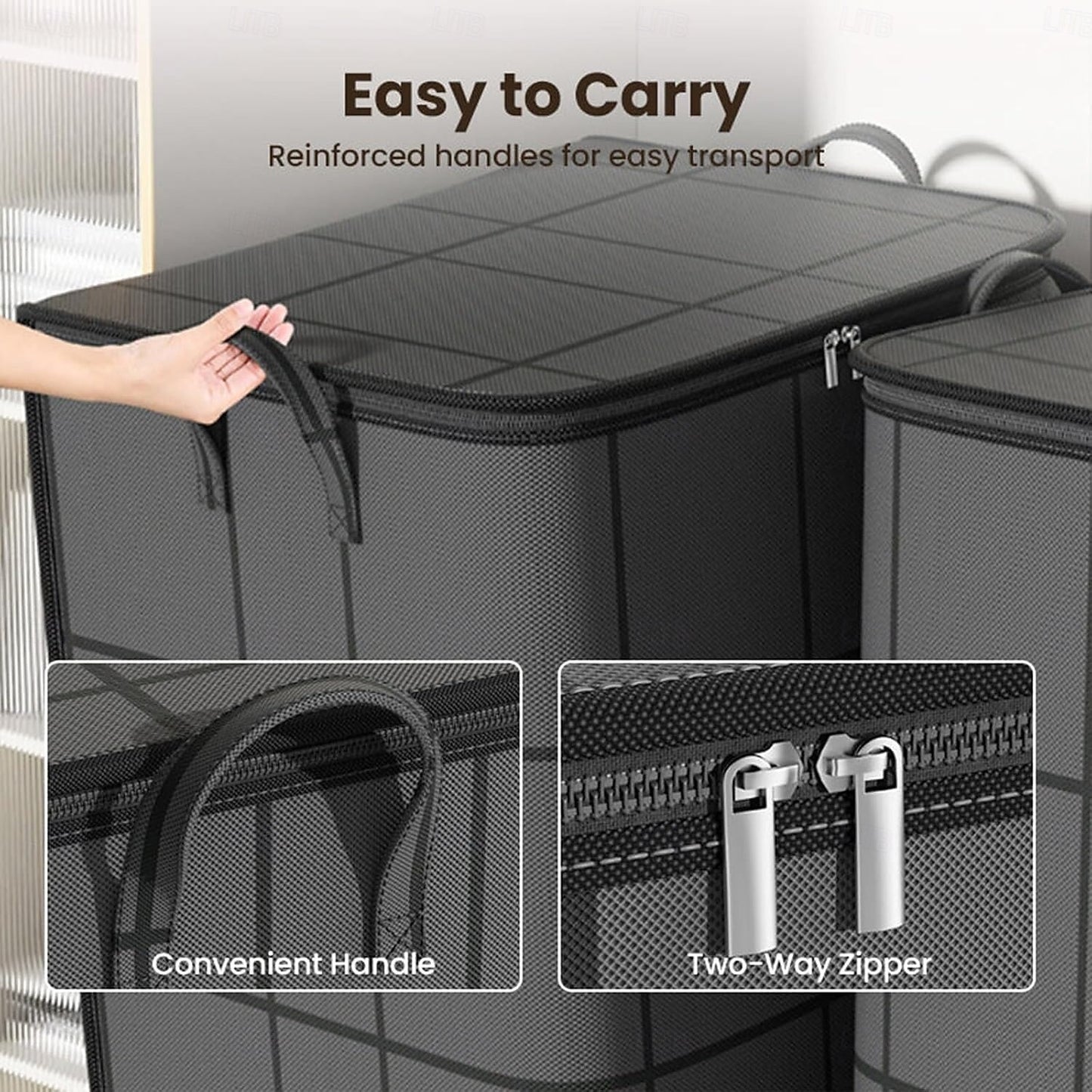 Large Foldable Clothes Storage Bag with Handle and Double Zipper