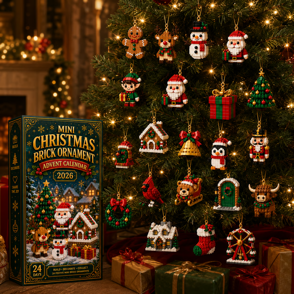 ⏳ Last day to save 49% – 🎄 24-Day Mini Christmas Ornament Advent Calendar | 24 unique festive buildable designs with hanging loops—perfect for decorating Christmas trees, wreaths, and holiday displays 🧱