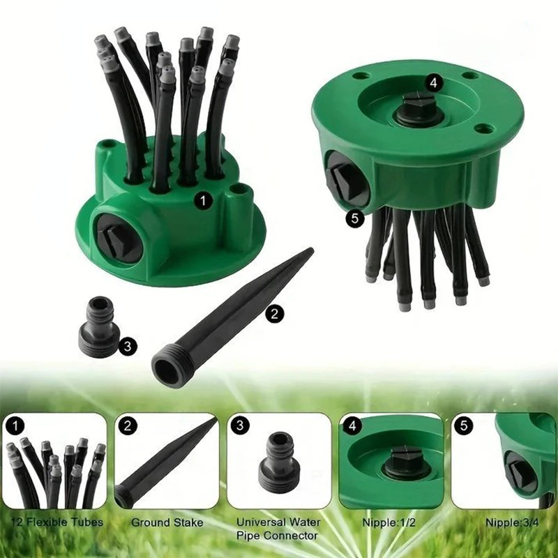 360° Flexible Garden Sprinkler with Adjustable Multi-Directional Water Spray
