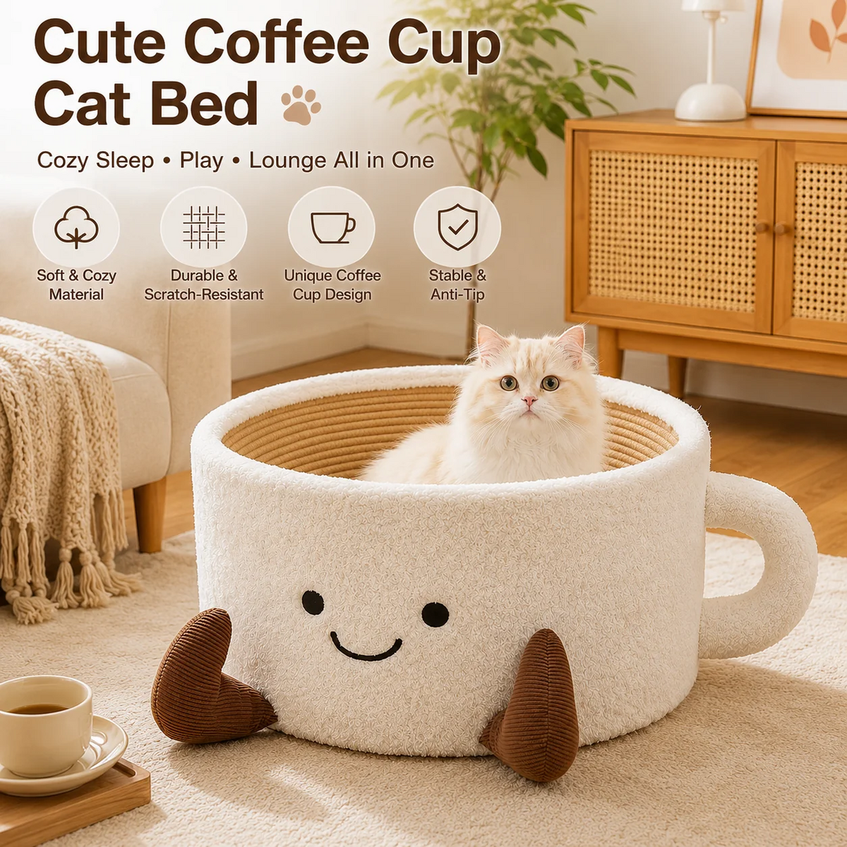 🐾Cute Coffee Mug Shaped Pet Bed For Dogs & Cats🐾