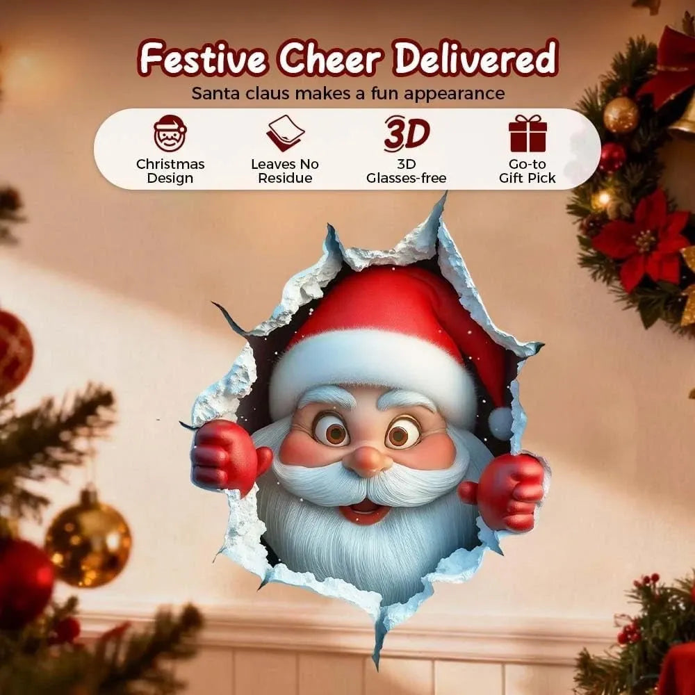 🎅Festive Decor 2-Piece Santa Face Vinyl Stickers