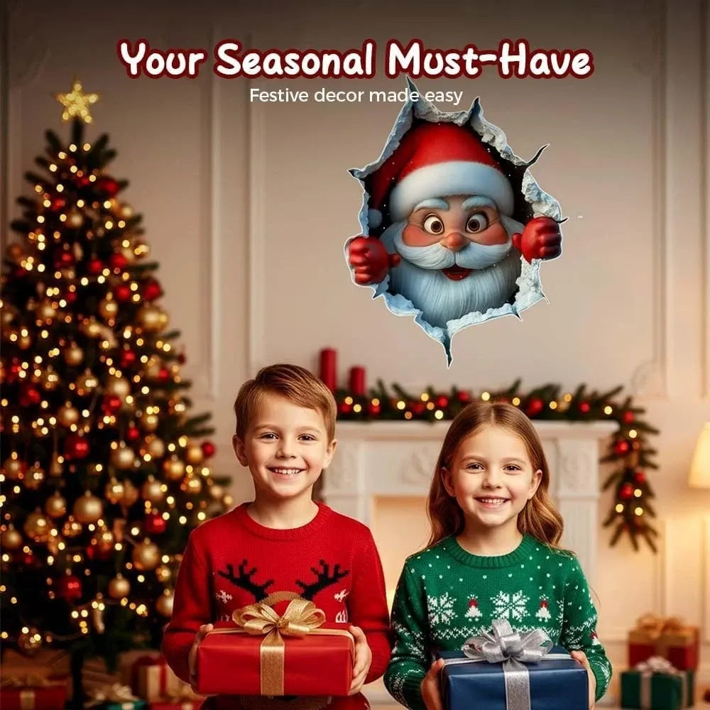 🎅Festive Decor 2-Piece Santa Face Vinyl Stickers