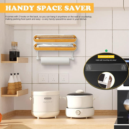 3 IN 1 Magnetic Plastic Wrap Dispenser with Cutter
