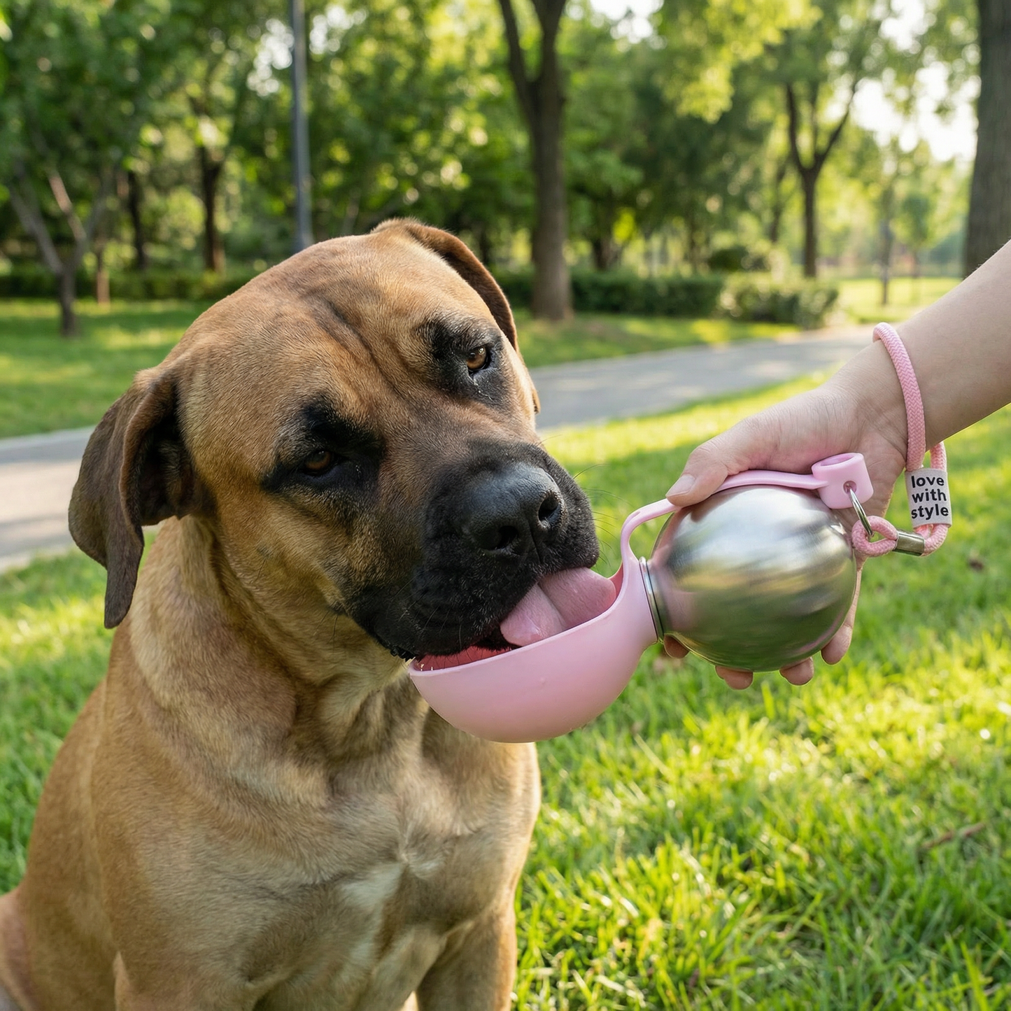 2-in-1 Dog Travel Water Bottle – Leakproof Stainless Steel Bottle with Silicone Bowl
