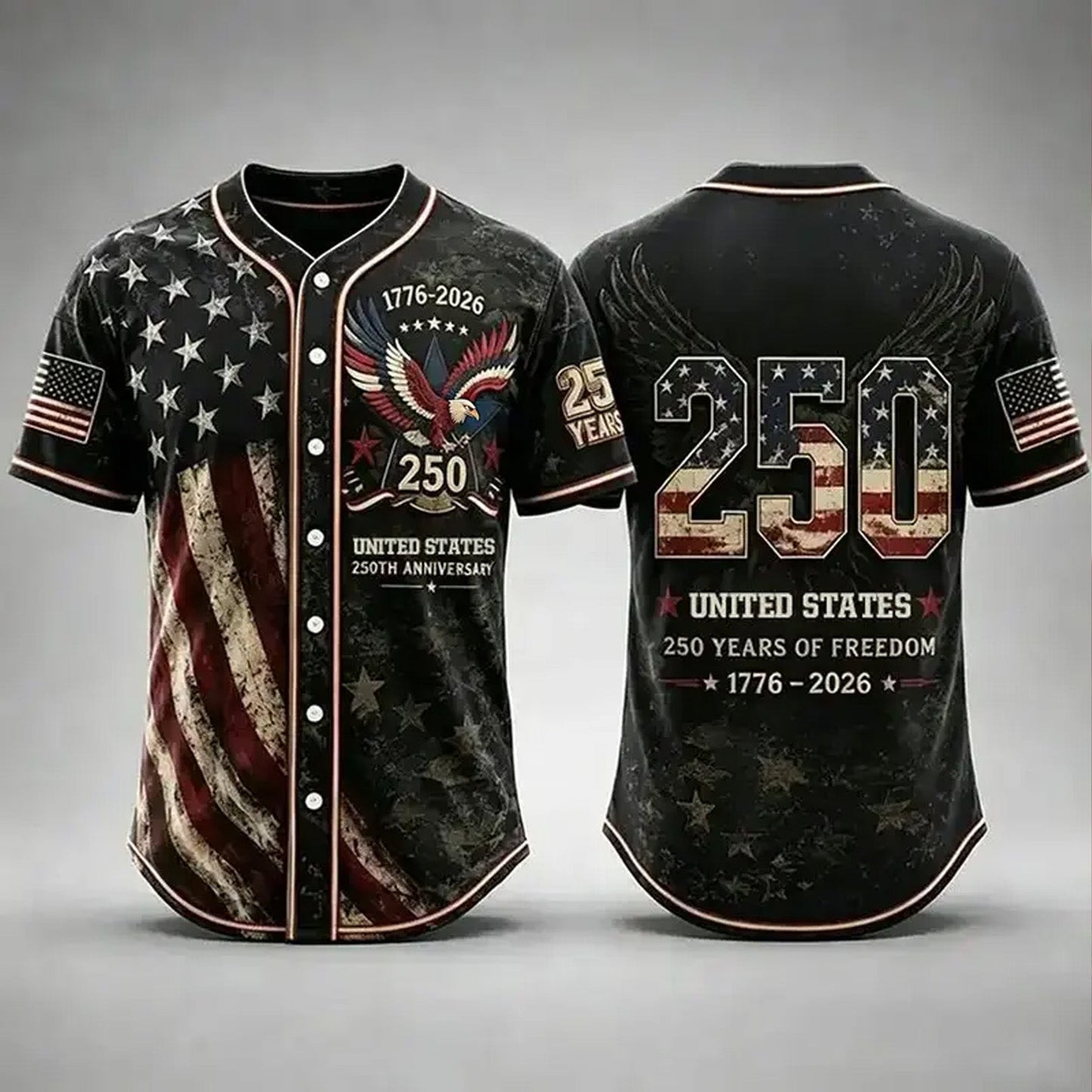 🇺🇸USA 250 Years Of Freedom Baseball Jersey-Patriotic Eagle 1776-2026 Independence Day