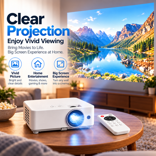 🎬 Portable Mini Projector 📽️ – 100" Big Screen, HD & USB, Remote Control Included