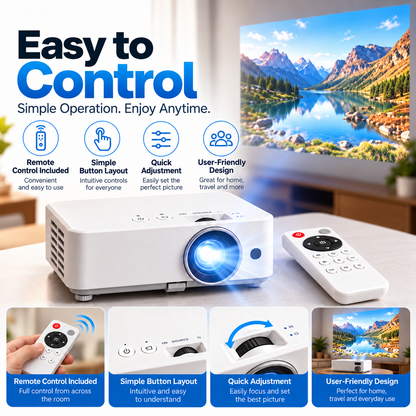📽️ Portable Mini Projector – Up to 100″ Big-Screen Viewing with Remote Control