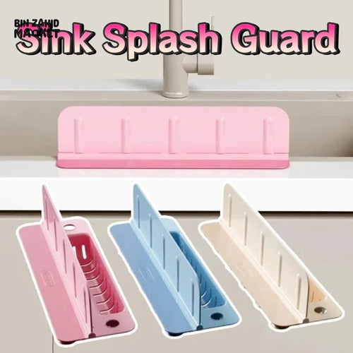 2-in-1 Kitchen Sink Splash Guard with Integrated Sponge Holder & Suction Cups