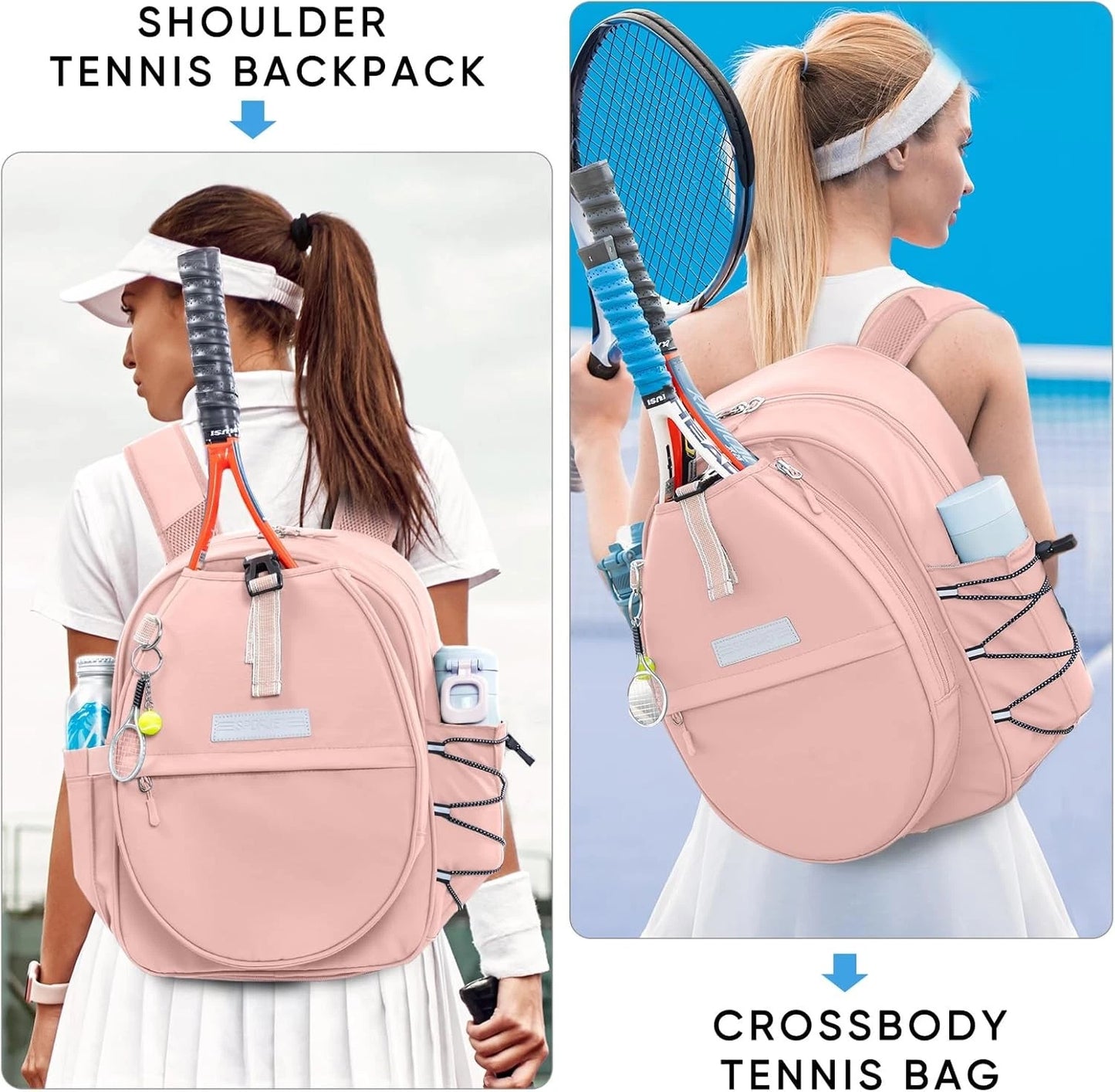 Tennis Bag with Shoe Compartment, Tennis Backpack for 2 Rackets