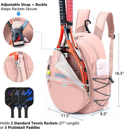 Tennis Bag with Shoe Compartment, Tennis Backpack for 2 Rackets