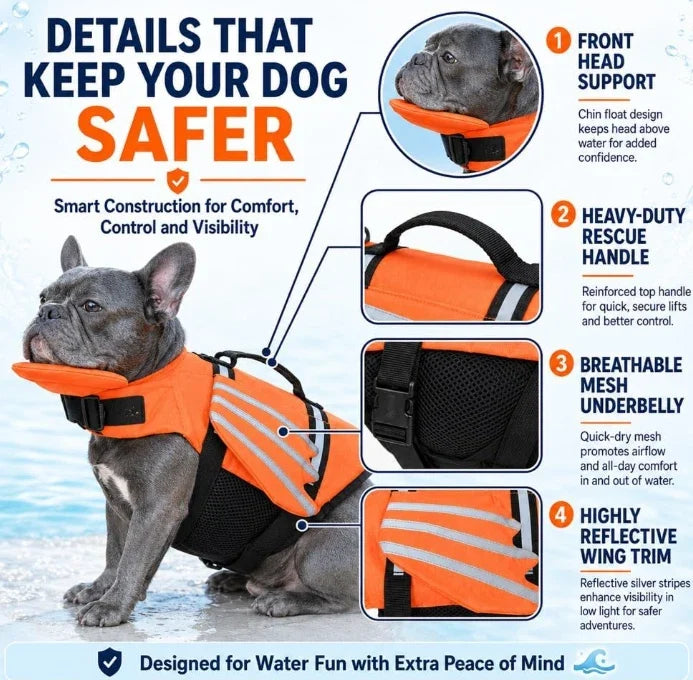 Reflective Adjustable Swimming Life Vest for Dogs