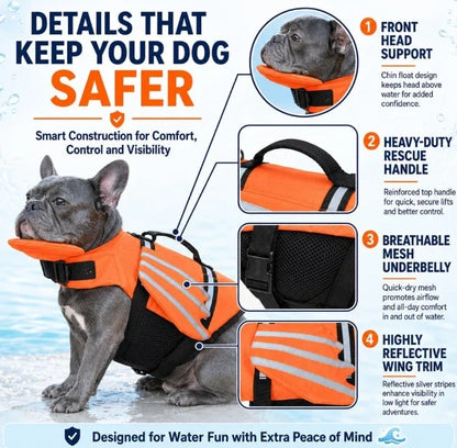 Reflective Adjustable Swimming Life Vest for Dogs