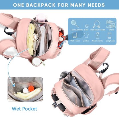 Tennis Bag with Shoe Compartment, Tennis Backpack for 2 Rackets