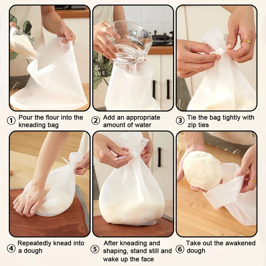 🥖 No More Sticky Hands! 3-in-1 Silicone Dough Kneading Bag – Mix, Knead & Proof Without The Mess