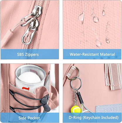 Tennis Bag with Shoe Compartment, Tennis Backpack for 2 Rackets