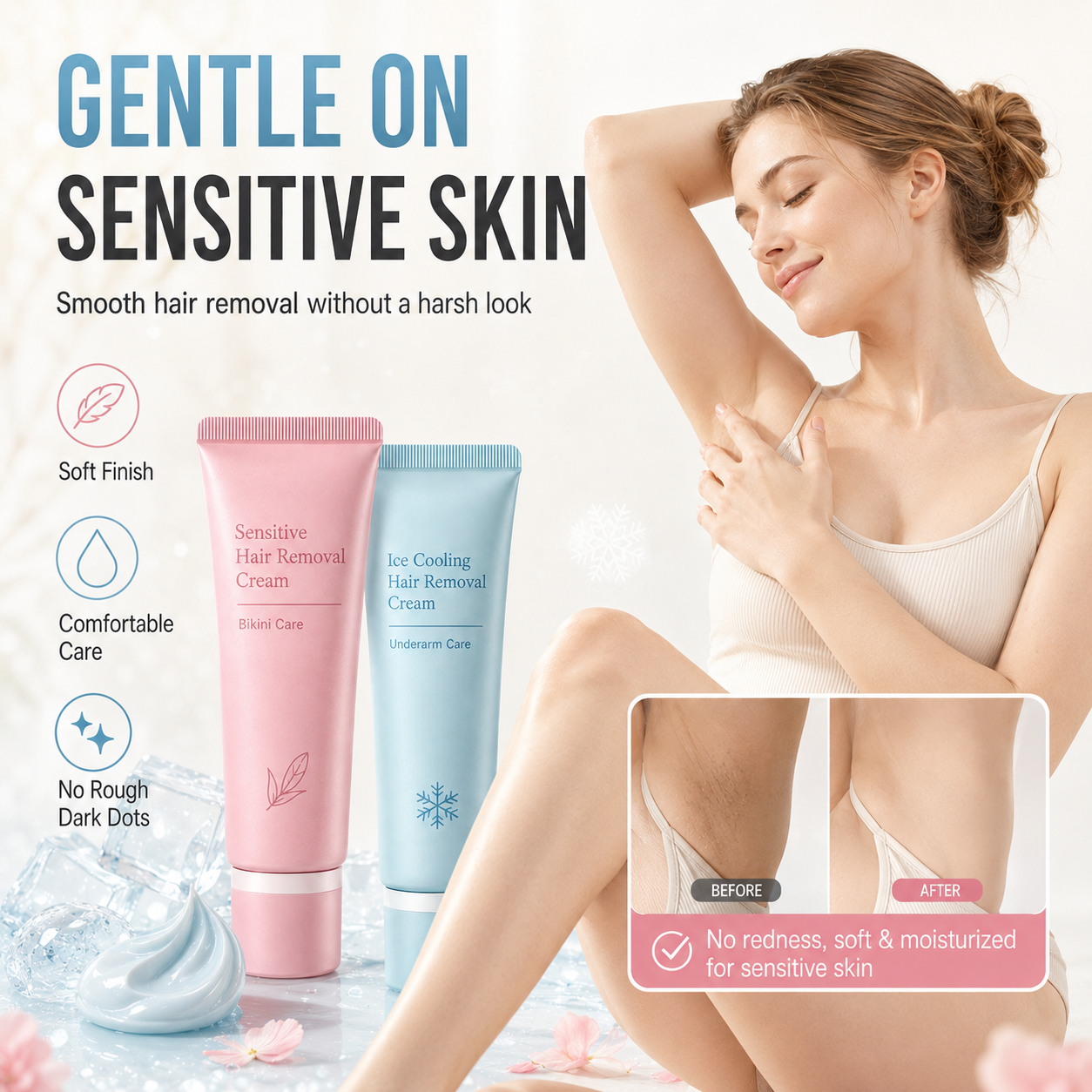 Gentle Hair Removal Cream – Painless & Skin-Safe Formula for Sensitive Areas