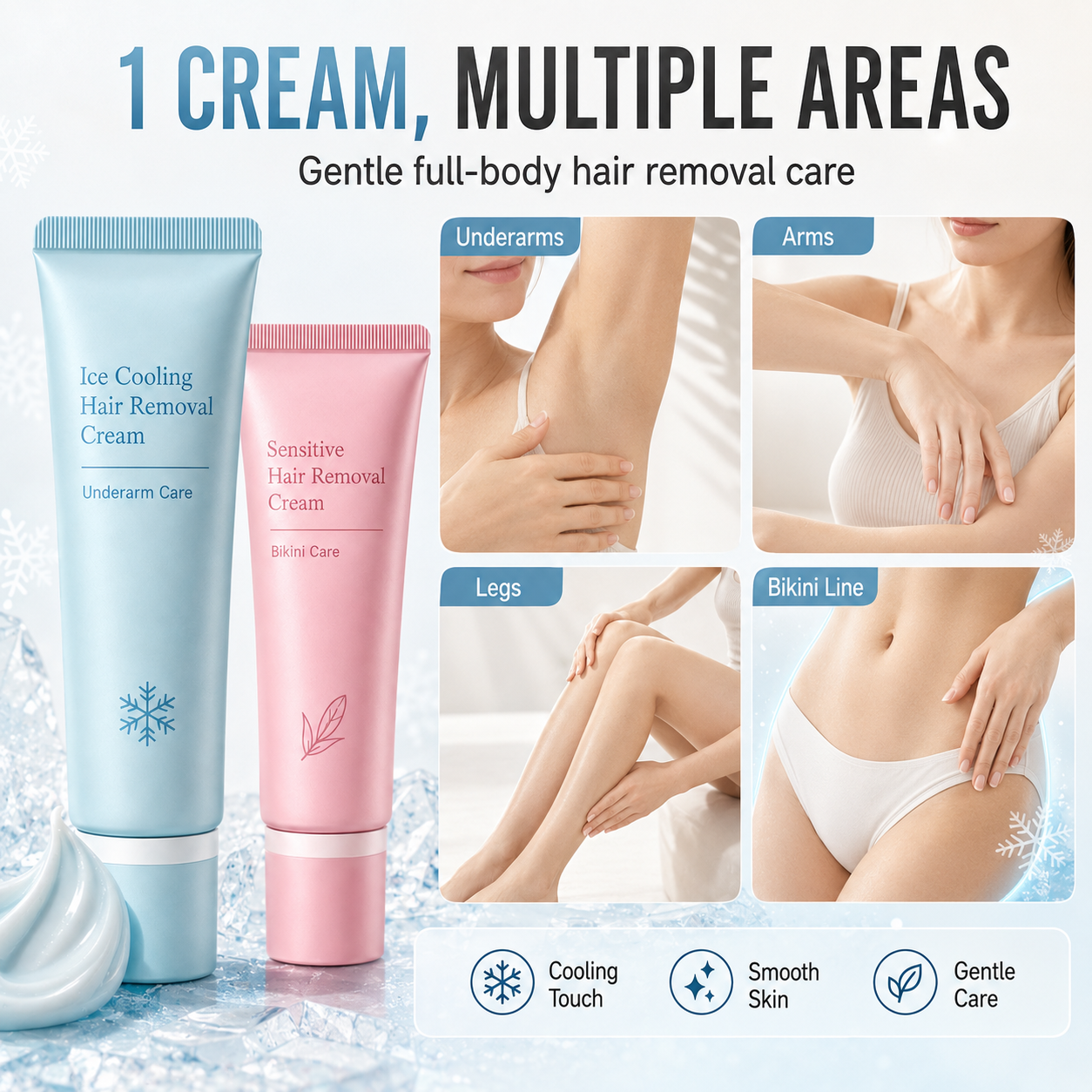 Gentle Hair Removal Cream – Painless & Skin-Safe Formula for Sensitive Areas
