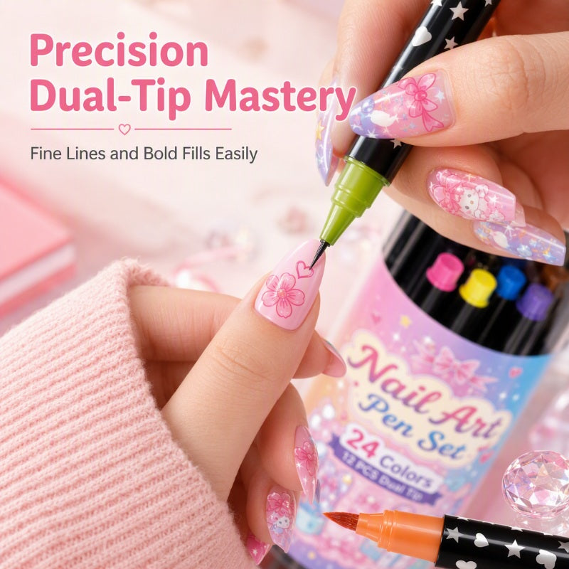 📢48% OFF !!⏰️ 24 Colors Dual Ended Nail Art Pens Set