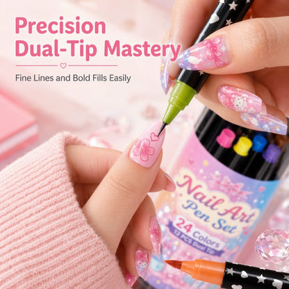 📢48% OFF !!⏰️ 24 Colors Dual Ended Nail Art Pens Set