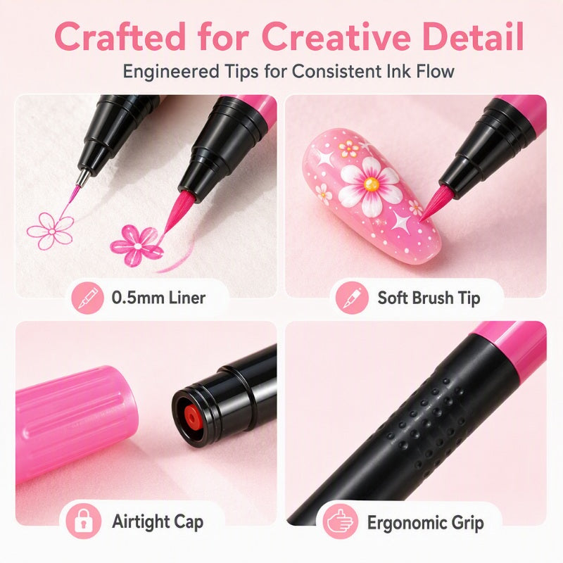 📢48% OFF !!⏰️ 24 Colors Dual Ended Nail Art Pens Set
