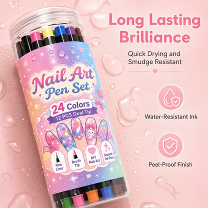 📢48% OFF !!⏰️ 24 Colors Dual Ended Nail Art Pens Set