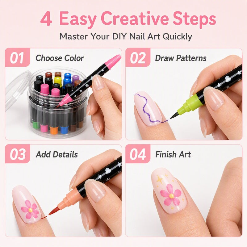 📢48% OFF !!⏰️ 24 Colors Dual Ended Nail Art Pens Set