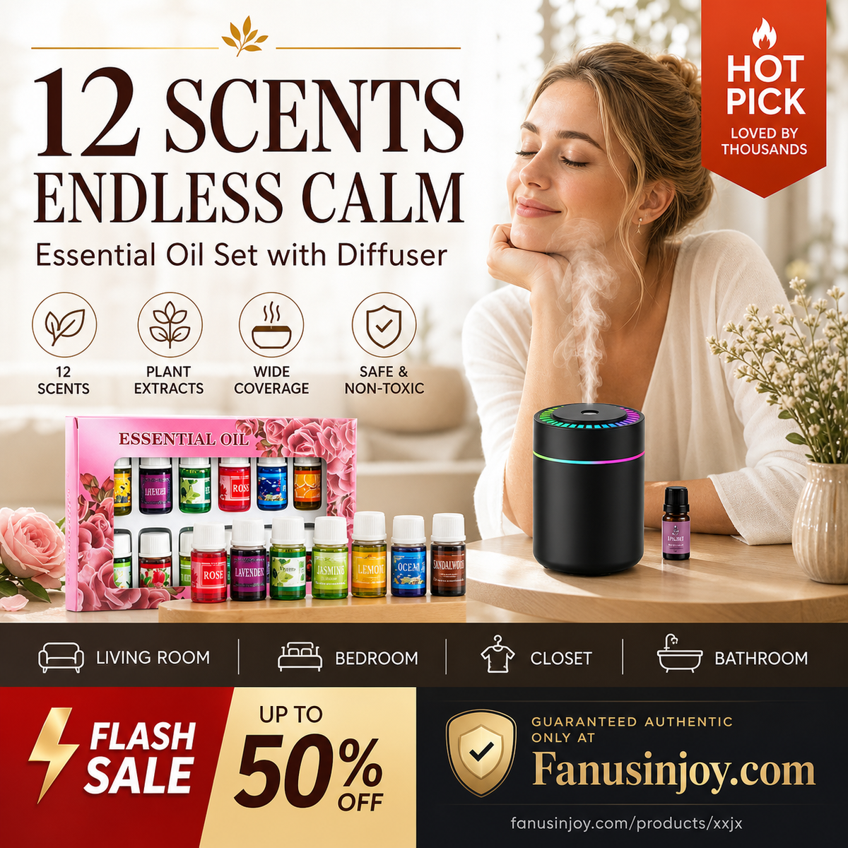 🔥40% Off！🎁🌺The fresh scent lifts your mood！🌷12-Pack Water Soluble Essential Oils Set